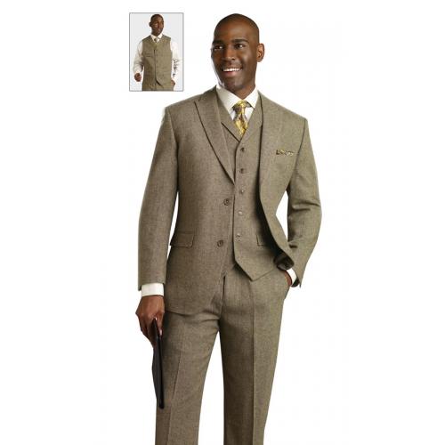 E. J. Samuel Olive Super Wool Blend Suit K1